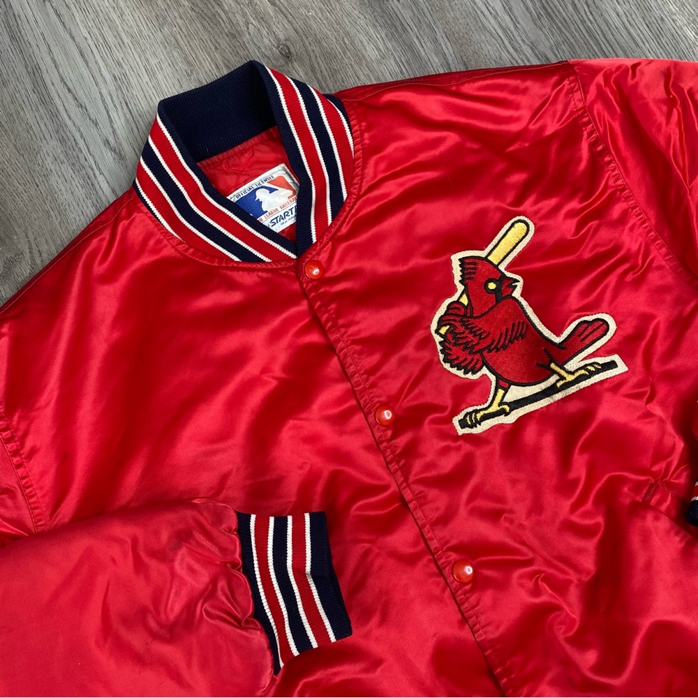 Vintage St Louis Cardinals 80’s Starter Snap Button Satin Baseball Jacket XL USA